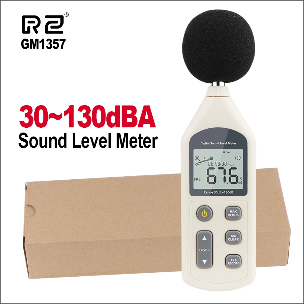 RZ Digital Sound Level Meter Noise Neter 30-130dB High Precision Handheld Noise Tester Indoor Audio Level Decibel Meter GM1357