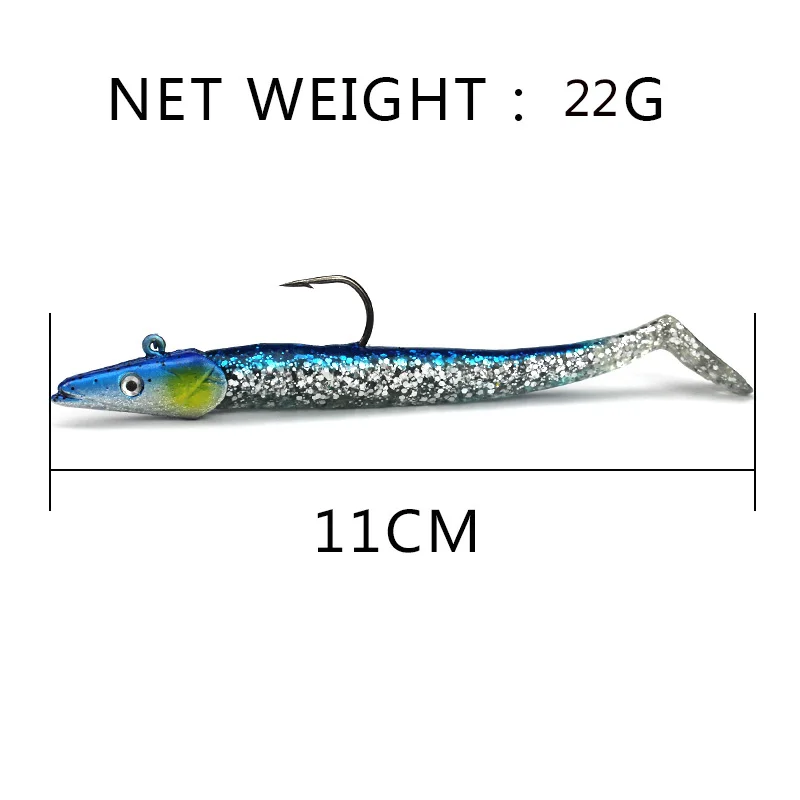 1Pcs Lead Head Glow Bait 11cm 22g  Artificial Bait Single Hook Swimbait PVC Soft lure Fishing Lure hooks silicone bait isca