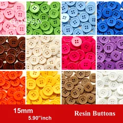 80 pz/lotto dimensione: bottoni della resina di colori della caramella di 15mm per il bottone alla rinfusa dei fori del mestiere 4 per gli accessori di cucito dell'abbigliamento (SS-674)