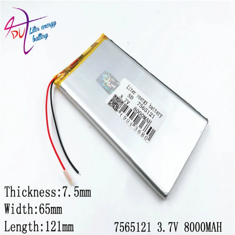 3.7v 7800mah 7565120 7565121 bateria litowo polimerowa bateria li-po akumulator do Pad Gps Dvd Power Bank Tablet pc