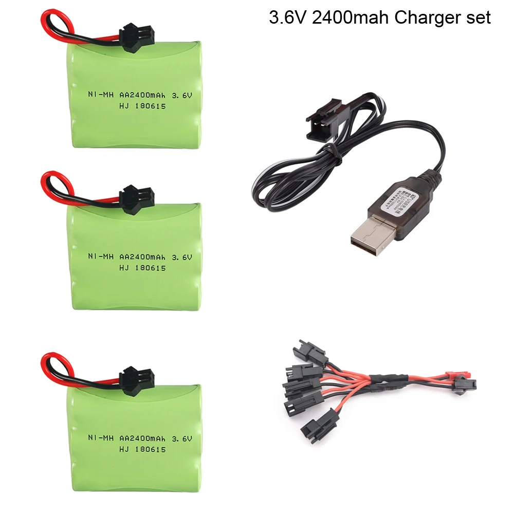 

3.6V 2400mah ni-mh battery with 5in1 cable 3.6v bateria pack AA size for rc car toys parts 3.6V high capacity battery SM Plug