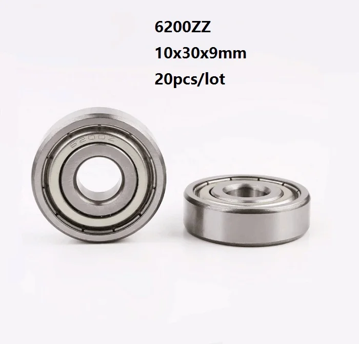 

20pcs/lot 6200ZZ 6200Z 6200 Z ZZ 10*30*9mm Double cover Deep Groove Ball bearing shaft 10x30x9mm Ball bearings