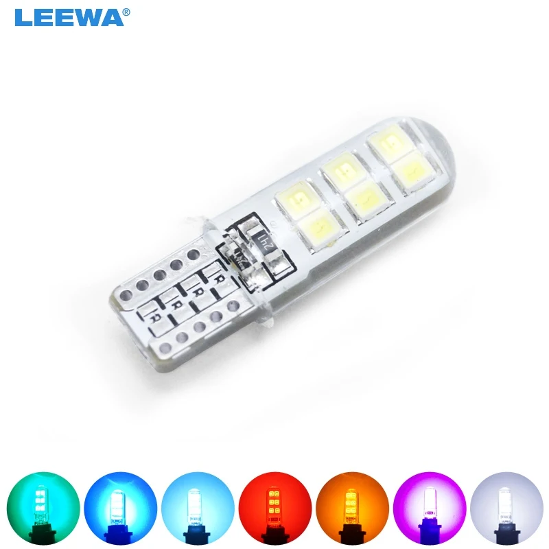 

LEEWA 200pcs Car T10 194 168 W5W 2835 Chip 12SMD Silica Car LED Door License LED Light Bulb Wedge Light #CA4464