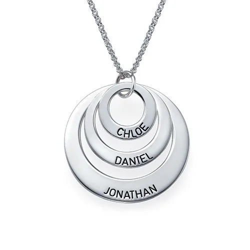 Personalized Mother Daughter Necklace Solid Silver Stack Disc Engraved Name Fashion Jewelry Custom Gift