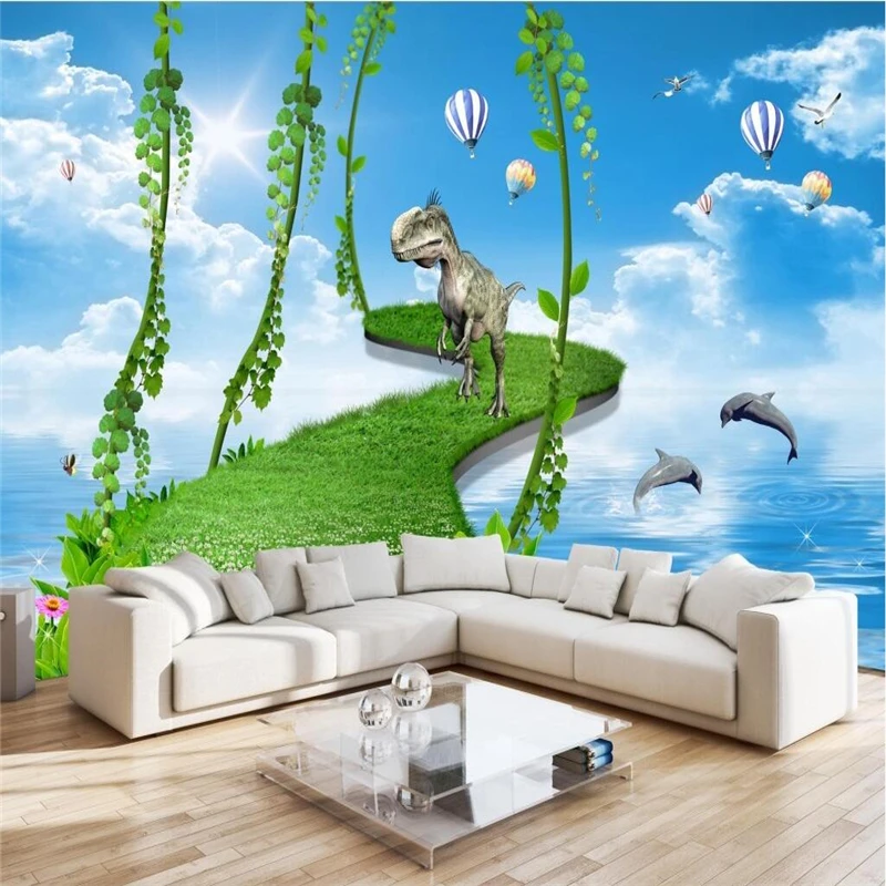 beibehang Custom photo wall stickers children room 3d happy paradise TV wall papel de parede 3d para sala atacado wallpaper