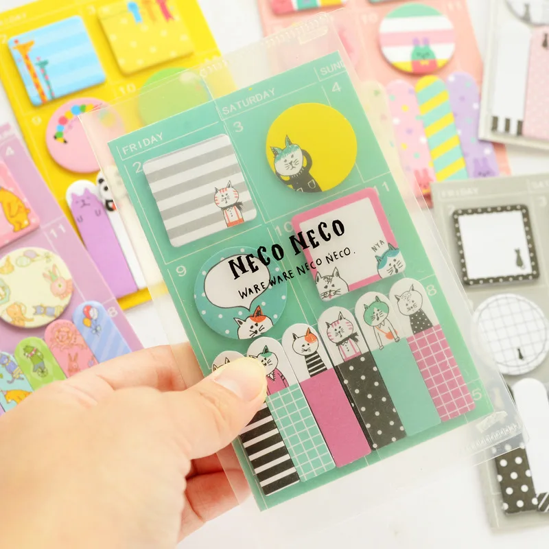 Cute Animals Design Memo Pad Paper Schedule Marker Weekly Plan Post Sticker Notes Color Kawaii Stationery School Supplies