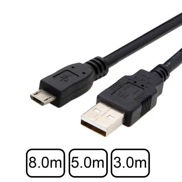 Cavo dati di ricarica micro USB 2.0 da 5 pin a USB maschio 3M 5M 8M di lunghezza per fotocamera del telefono cellulare tablet
