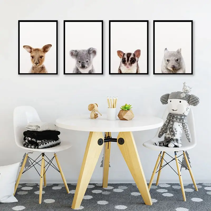 Australia Animals Print Koala Kangaroo Poster Nursery Art Decor , Australian Animals Decor Canvas Painting Kids Room Wall Art