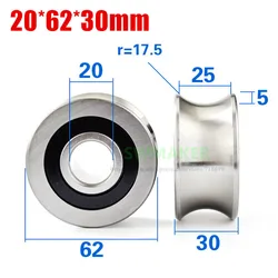 20*62*30mm LFR series 5304-35mm optical axis, take track wheel, U bearing pulley, suitable for 35mm diameter optical axis