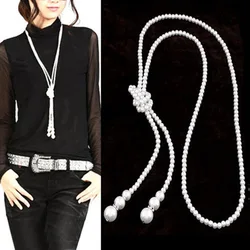 New Fashion Long Beads Chain Pearl Necklace For Women's On The Neck Statement Collier Female Jewelry Gift