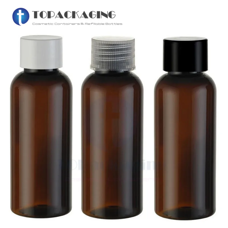 

30PCS/LOT-50ML Screw Cap Bottle,Amber Plastic Cosmetic Container,Sample Essential Oil Sub-bottling,Empty Shampoo Bottle