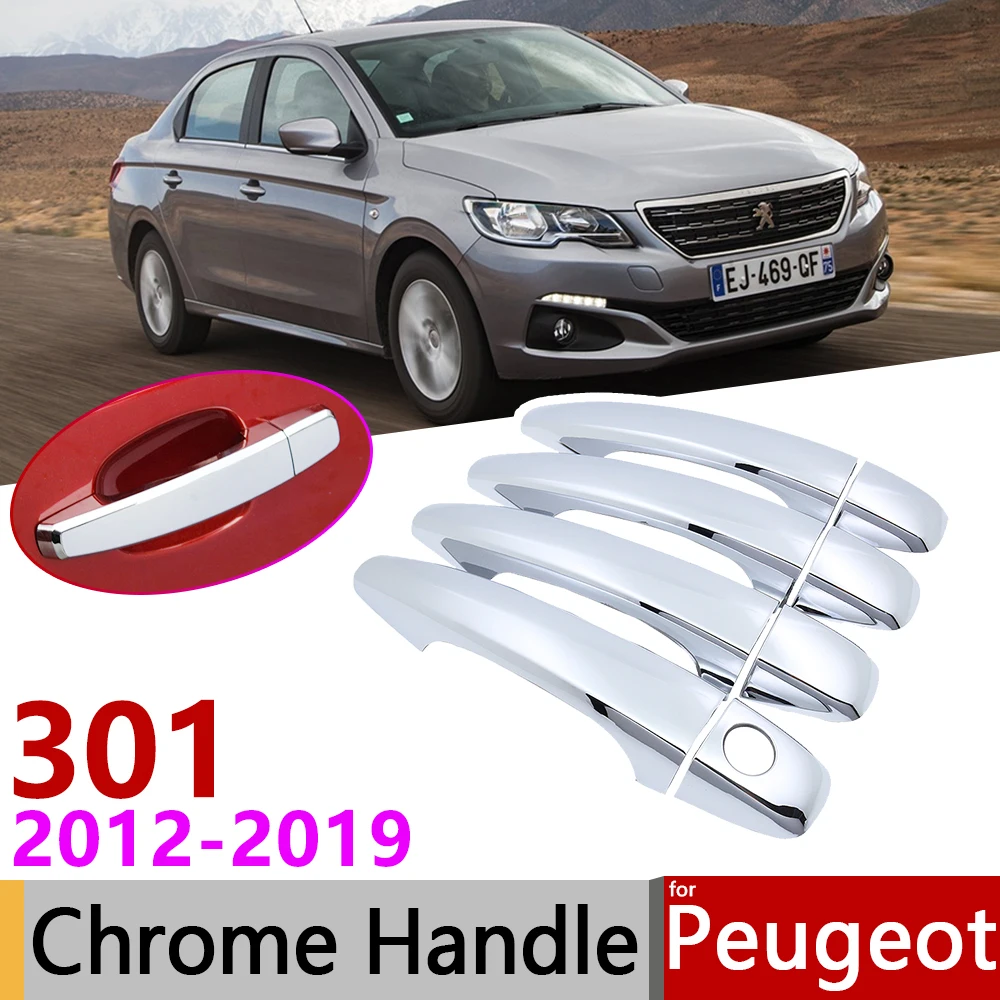 Per Peugeot 301 2012 ~ 2019 Chrome Maniglia Della Porta Esterna Della Copertura Accessori Auto Adesivi Trim Set 2013 2014 2015 2016 2017 2018