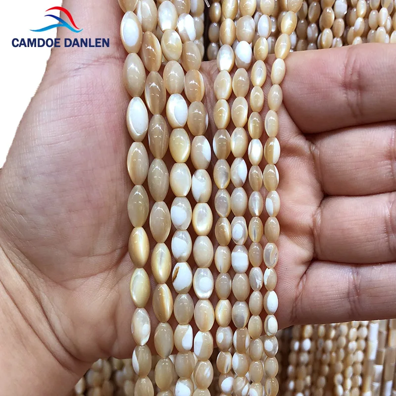 CAMDOE DANLEN Natural Shell Rice shape Brown Trochus Top Shell Stone Beads Fit DIY Necklace Strand 15\'\' Beads For Jewelry Making