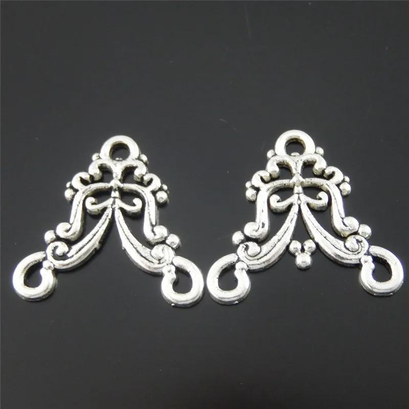 10PCS Antique Silver Color Vintage Alloy Lace Flower Connector Pendant Charms Jewelry Accessories