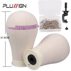 Best Selling Cork Canvas Block Head Manequin Head Wig Stand For Styling Display Making Wigs With Table Clamp Wig Blocking Pins
