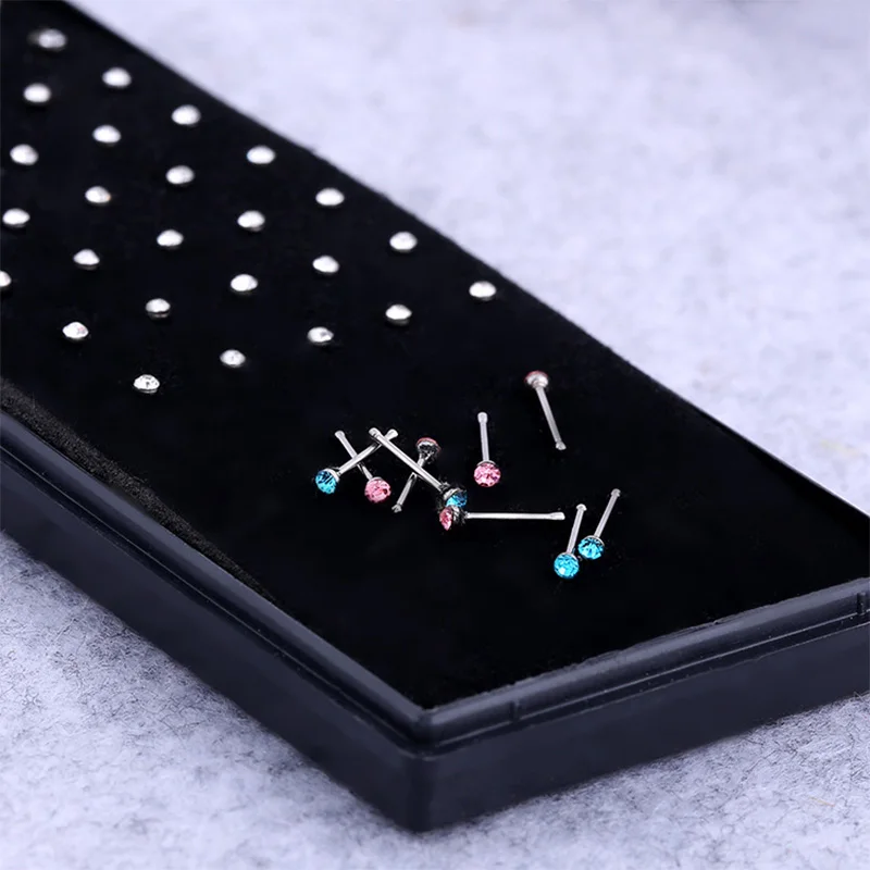 Crystal Nose Ring & Studs For Women Girl Jewelry Surgical Steel Nose Piercing White/Colorful Rhinestone Body Jewelry