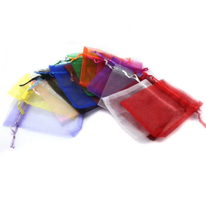 10pcs/20pcs 7x9/9x12cm Drawstring Organza Jewelry Packaging Display Pouches For DIY Jewelry Wedding Christmas Gift Beads Bags