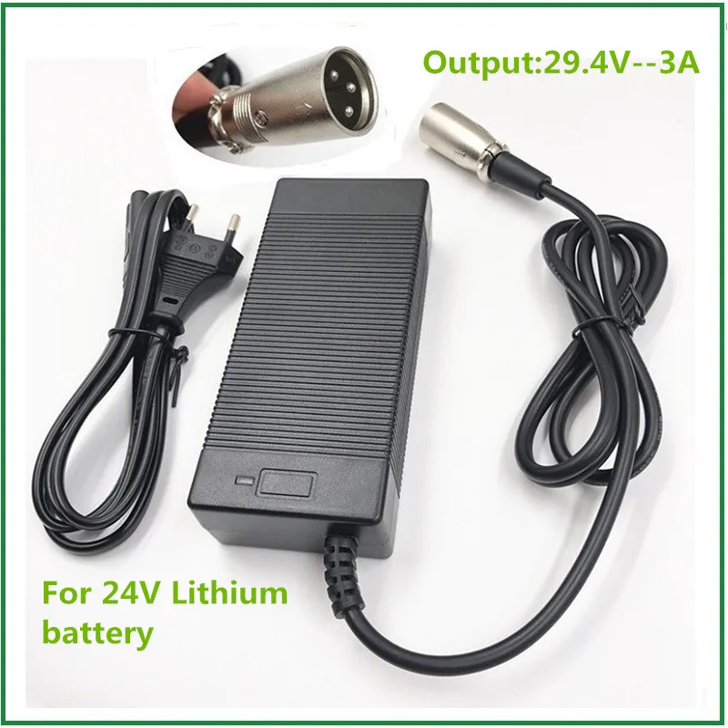 24V Li-ion Battery Charger OutPut 29.4V3A Wheelchair Charger 7 Series 25.2V 25.9V Lithium Battery Quiet Charger XLR Connector