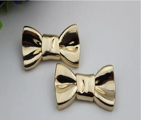 Free shipping (10 PCS/lot) beautiful golden fold bow sandal shoes button clip DIY manual metal Shoe Decorations c-45