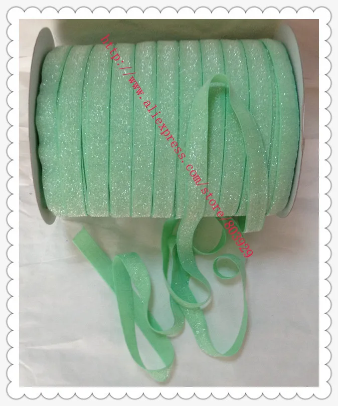 Stretch Mint Metallic Velvet Ribbon    Sparkle Ribbon     5/8