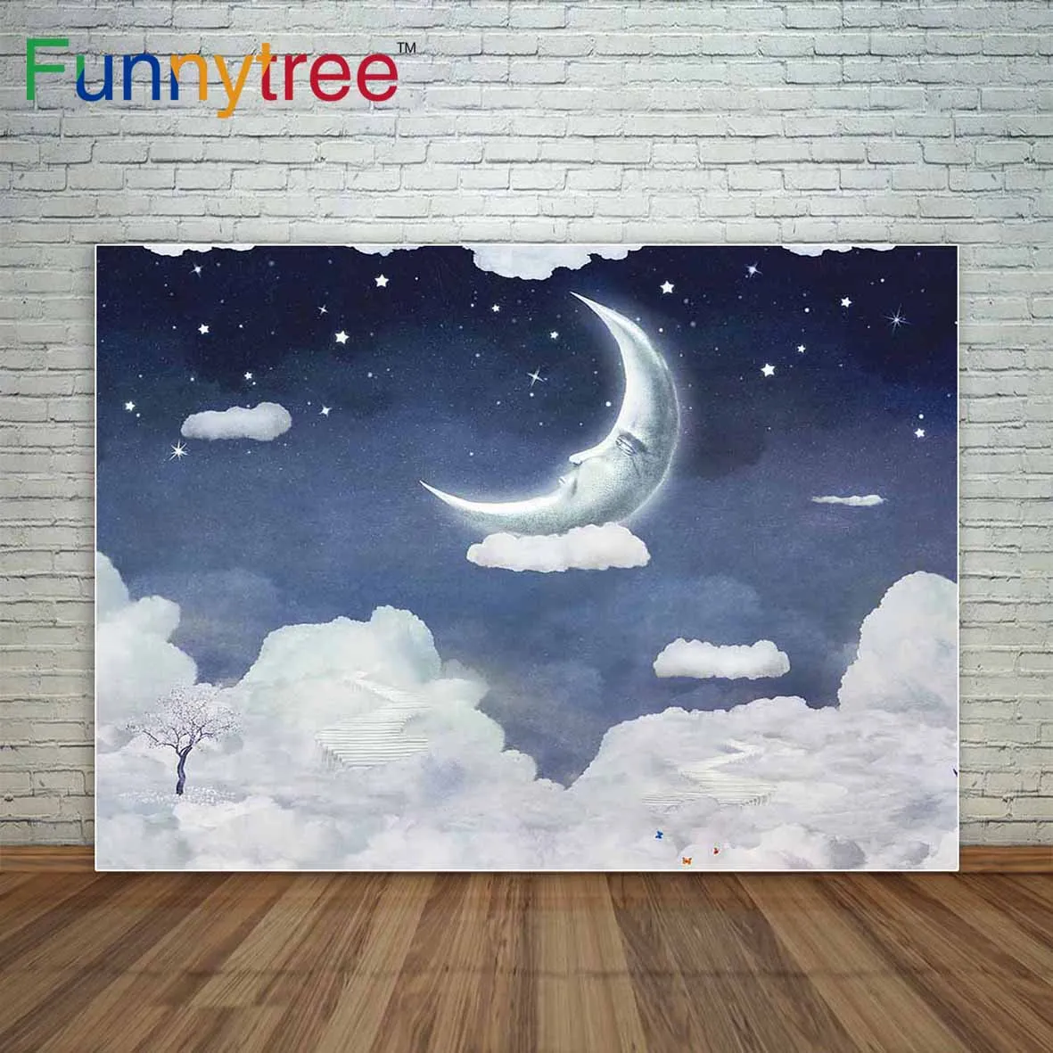 Funnytree City ofchildren on fantastic clouds in the sky decoration backgrounds for photo studio new photographic backdrops