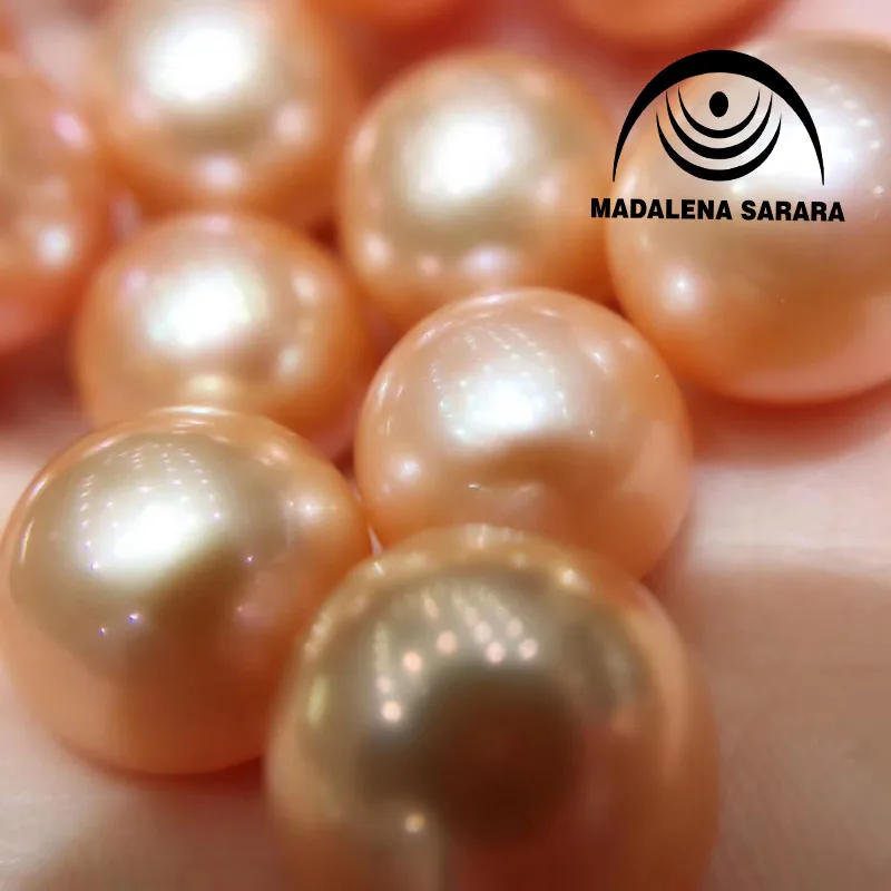 MADALENA SARARA 11.5-12mm Freshwater Pear Loose Bead High Quality Perfect Round Orange Pearl Fine Luster Brightnes