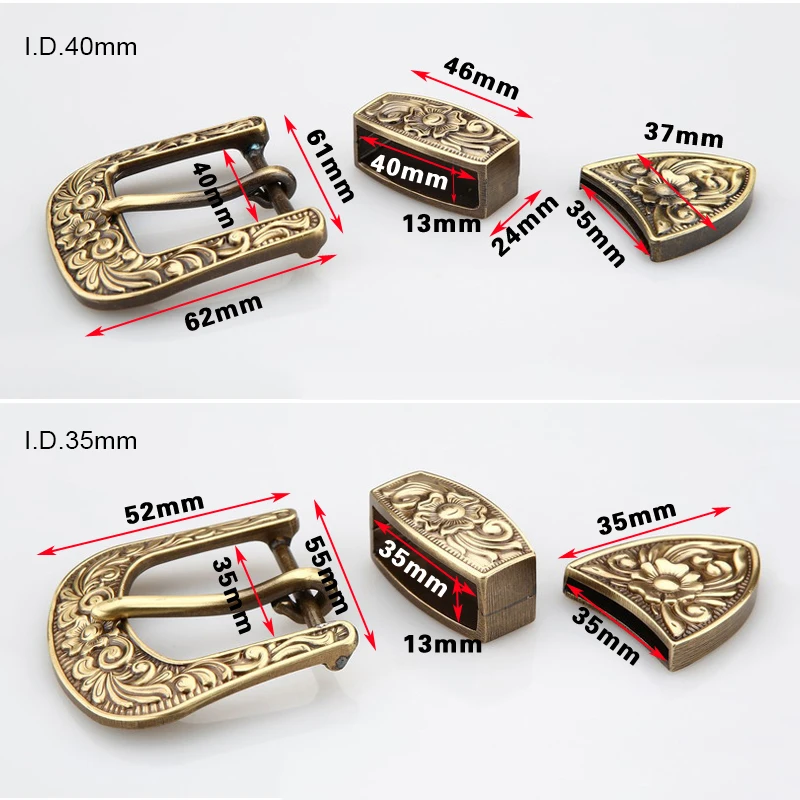 High Quality Belt Buckle Pin buckle solid brass Copper carved 35/40mm inner width leather craft Heavy belt Accessories DIY