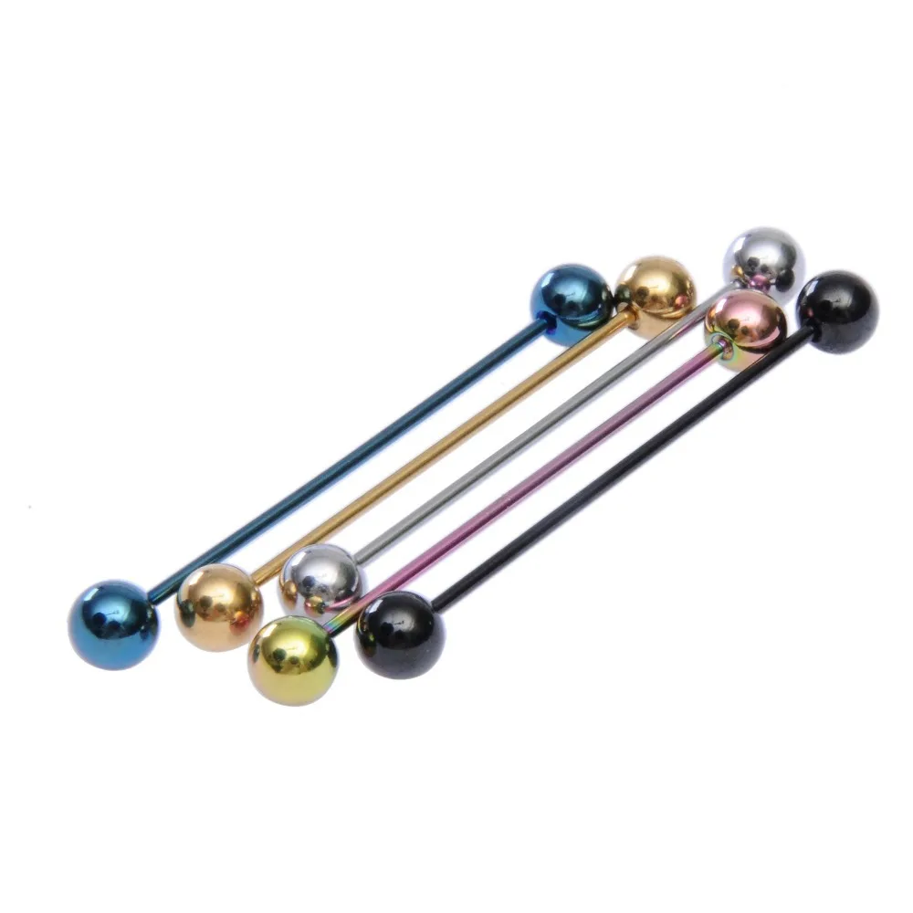 

Lot 50pcs Free Shippment 16g~1.2mmX40mmx6/6mm Industrial Ear Scaffold Barbells Body Jewelry Ear Piercing