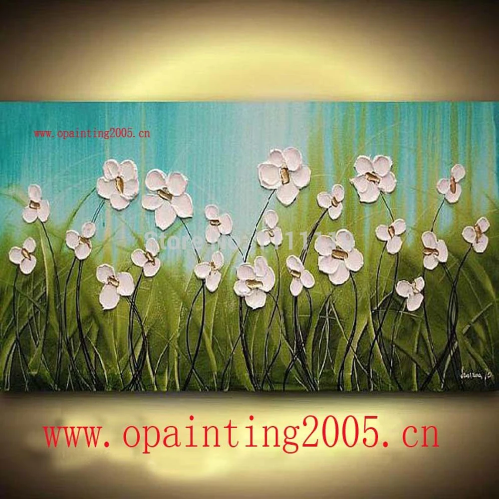 

Hand Painted White Flower Oil Painting Knife Paintings Modern Abstract Picture Home Decor Wall Painting Art Canvas Pictures