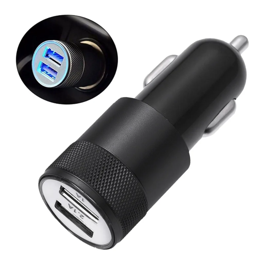 2.1A 1A Universal Aluminum Alloy 2 USB Ports Intelligent Charging Dual USB Car For Mobile Phone Power Supply