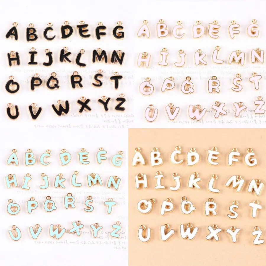 

130pcs/lot A-Z Letter Charms enamel Jewelry Disc alphabet Charm DIY Jewelry