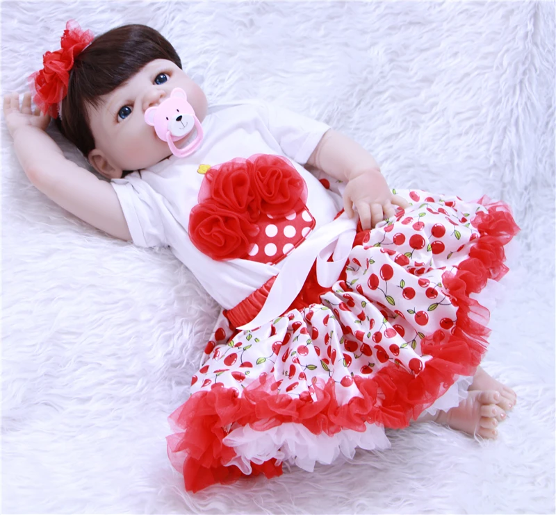 22" full silicone reborn baby girl dolls lovely bebe princess real dolls fashion children gift toys