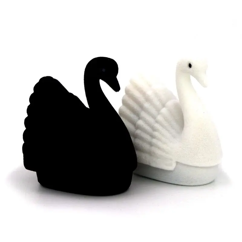 Samt Schwan Halskette Ring Ohrringe präsentieren Geschenk Schmuck Verpackung Box für die Lagerung Hochzeit Verlobung Display Inhaber Großhandel – Detail 1