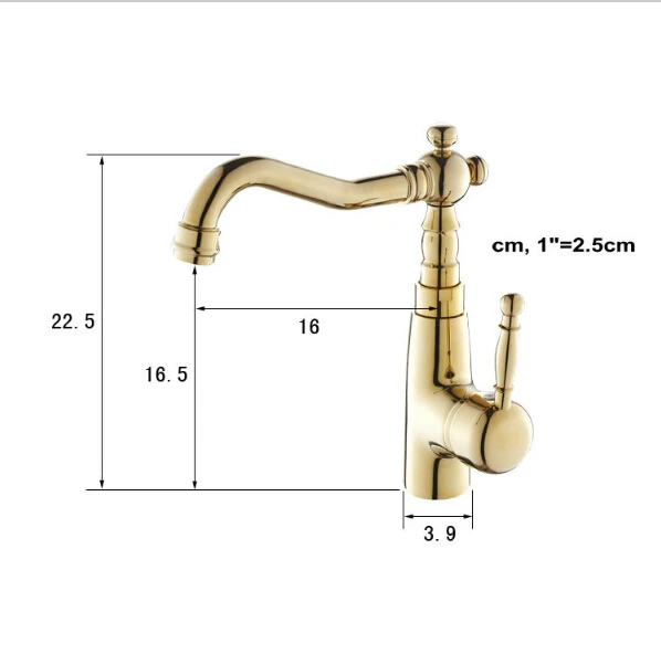 Basin Faucets Mixer Taps Golden Plated Hot and Cold Deck Mounted Latin Style Sink Faucet  G1008