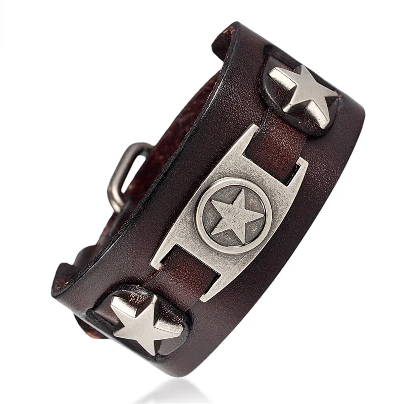 MKENDN Handmade Ride To Live Male Star Retro Bracelet Homme Genuine Leather Men Women Rock Jewelry Friendship Gifts