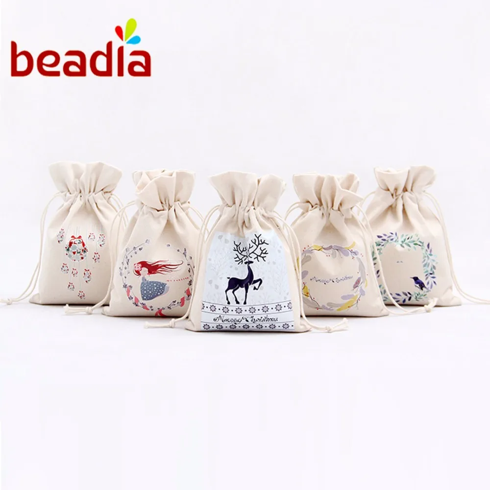 

Сумка для пакеты для подарков из хлопчатобумажной ткани 16x23,5 см, 14 видов стилей, Рождественская, Рождественская, праздничная, подарочная