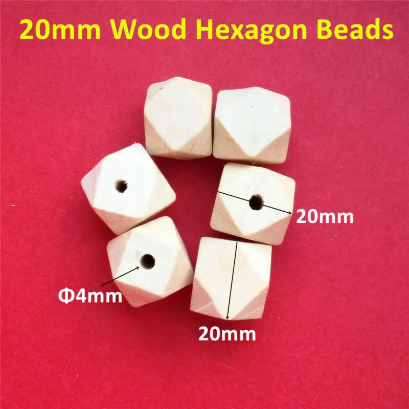 

500pcs 20mm Hexagon Natural Wooden Beads Unfinished Baby Teether Wooden Teething Jewelry Necklace Beads