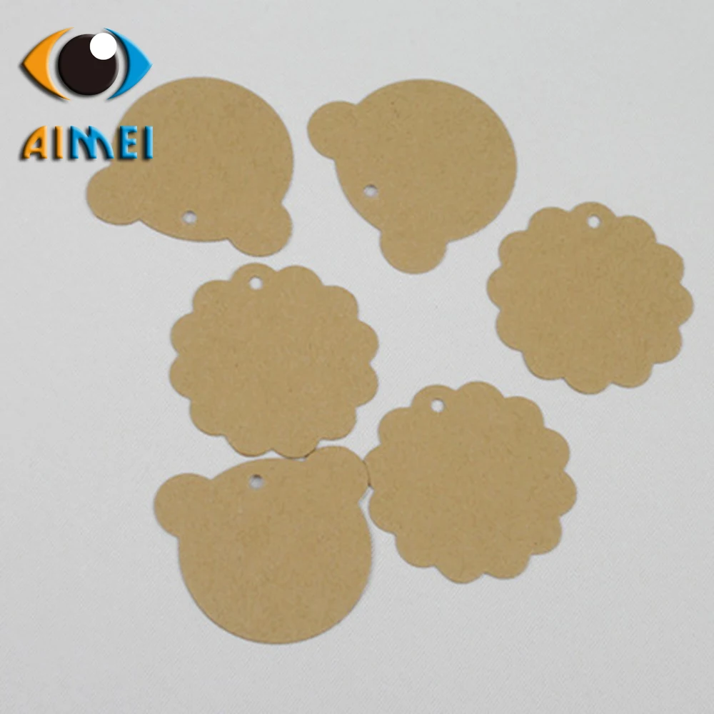 Blank Kraft Paper Labels Little Bear Tags Lace Round Papar Tag For Gift Label Kraft For Children'S Clothing Price List