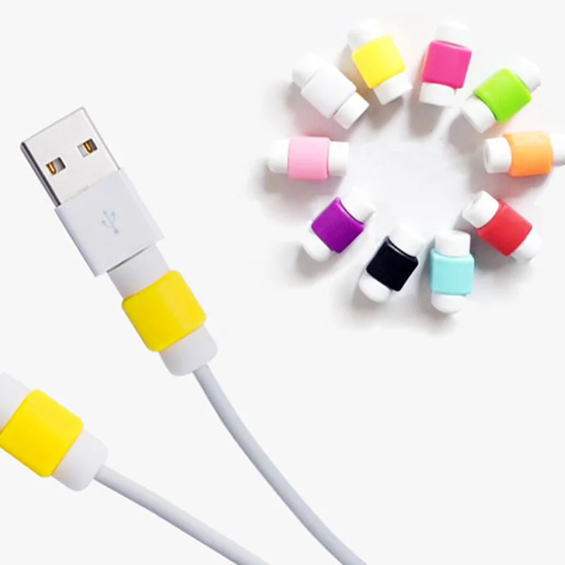 20 Pieces USB Cable Protector Sleeve D2 Mobile Phone Charger Cord Protector Silicone For IPhone Line Protective