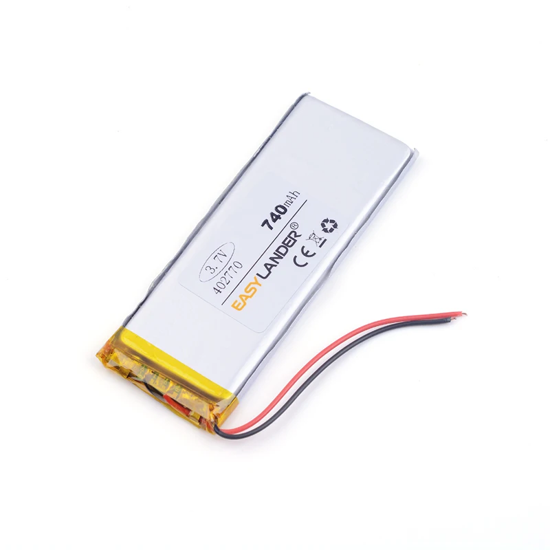 Bateria recarregável do polímero do Li-íon do lítio, 402770, 740mAh, 3.7V