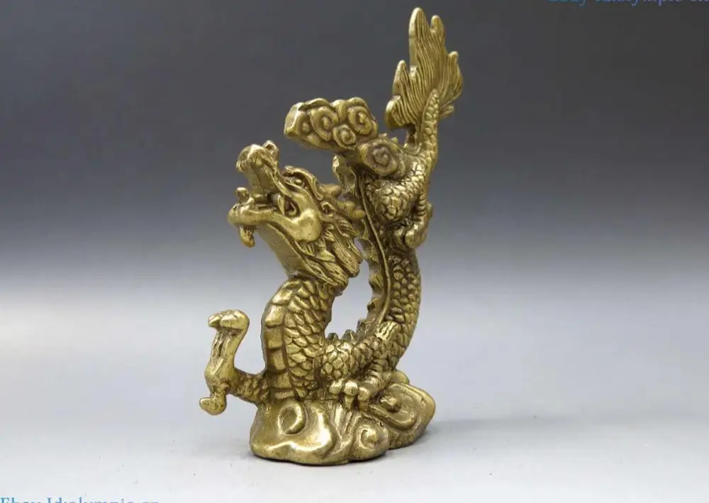 China brass sculpture carved fine copper Feng Shui beautiful dragon Statue