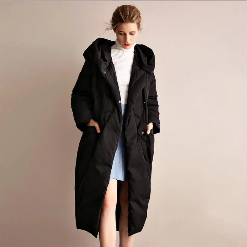 New fashion brand 90% duck down thicker warm parkas coat female winter fashion bat style fluffy hooded warm jacket wq772