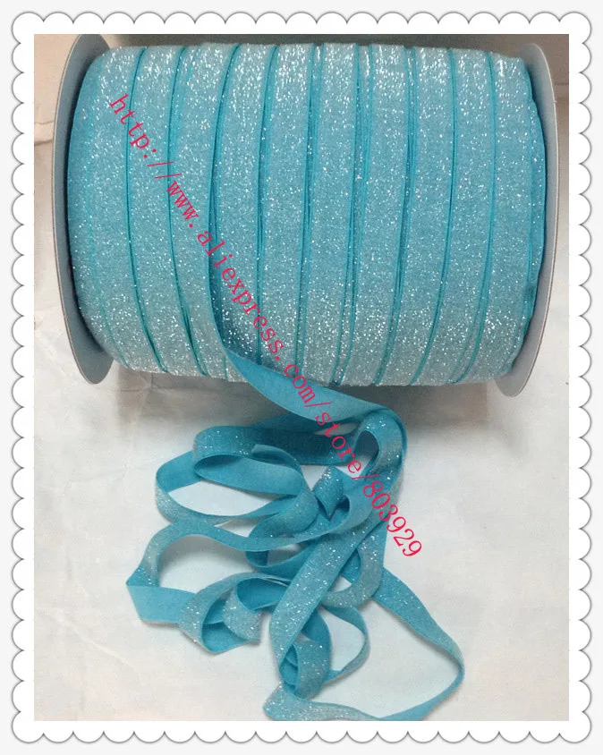 Stretch Misty Turquoise Metallic Velvet Ribbon    Sparkle Ribbon     5/8