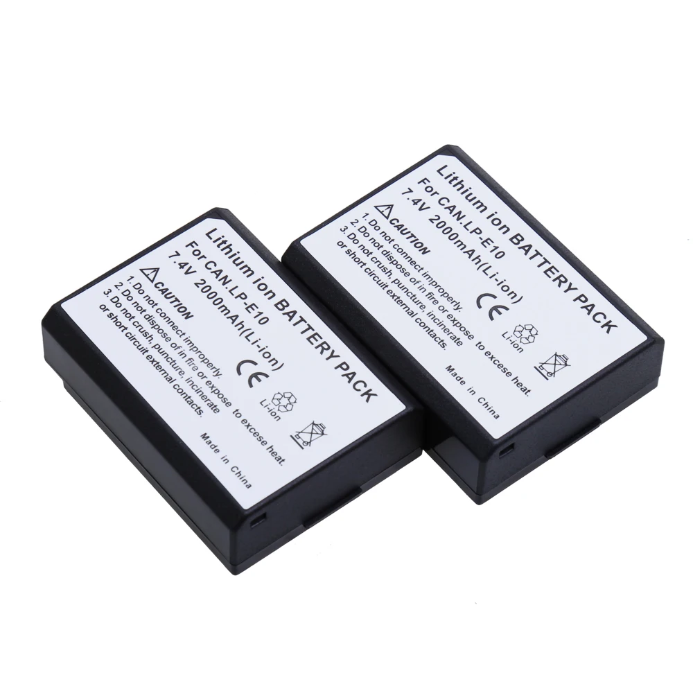 Commercio all'ingrosso 2000mAh LP-E10 Bateria LP E10 LPE10 Batteria della fotocamera per Canon EOS 1100D 1200D 1300D Kiss X50 X70 X80 Rebel T3 T5 T6