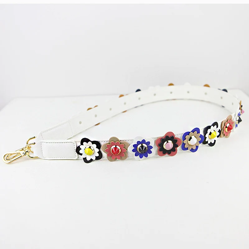 Customized Women Bag Strap Flower Strap Belt PU Leather Shoulder Cross body Messenger Bag Band for Bag DIY Handmade Accessories