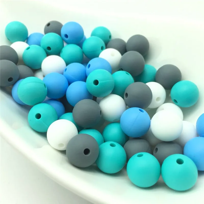 40 PCS 12 MM Silicone Beads Baby Teething Pendant Safe Toys Round Beads Pacifier Chain Leash Decoration BPA Free Perles Balls