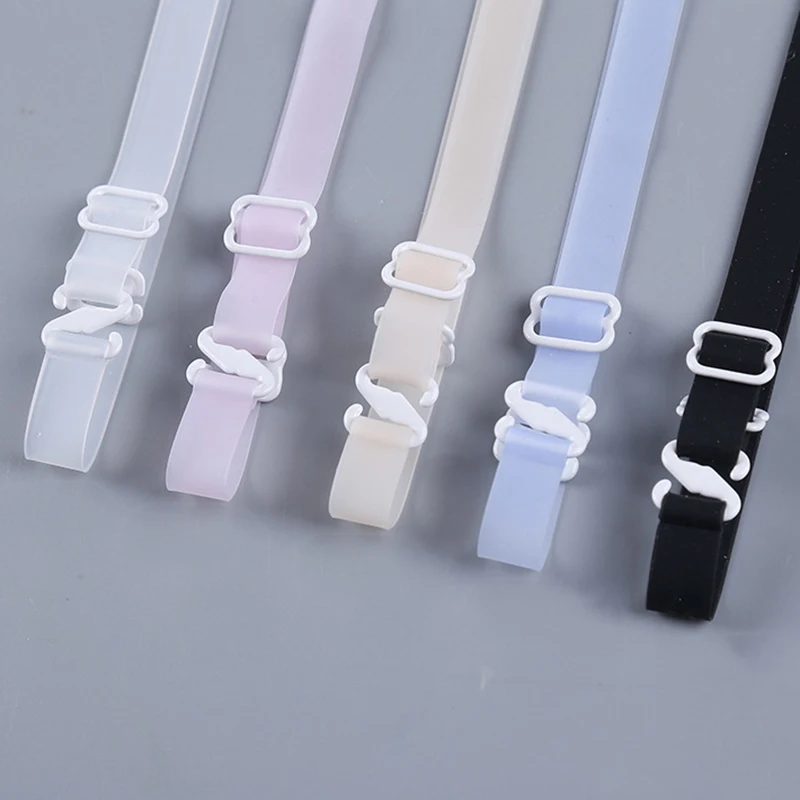 Women 1cm 1.5cm 1.8cm Wide Silicone Bra Straps Non Slip Elastic Clear Bra Sexy Invisible Bra Straps Hook Extenders Accessories