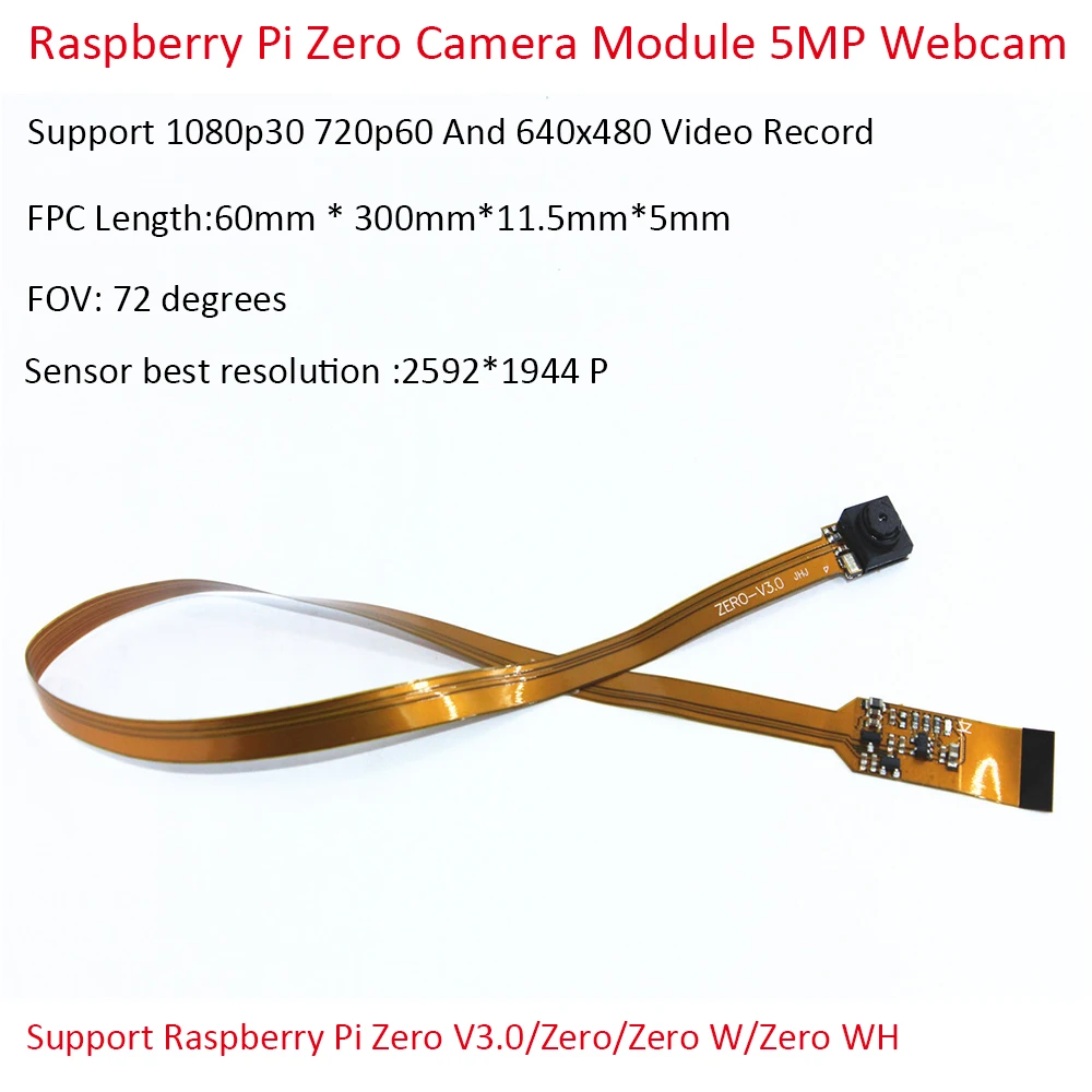 New Product 5mp 30cm Fpc 2592*1944 Raspberry Pi Zero Hidden 3.0 24 Pins Ov5647 Fisheye Camera Module