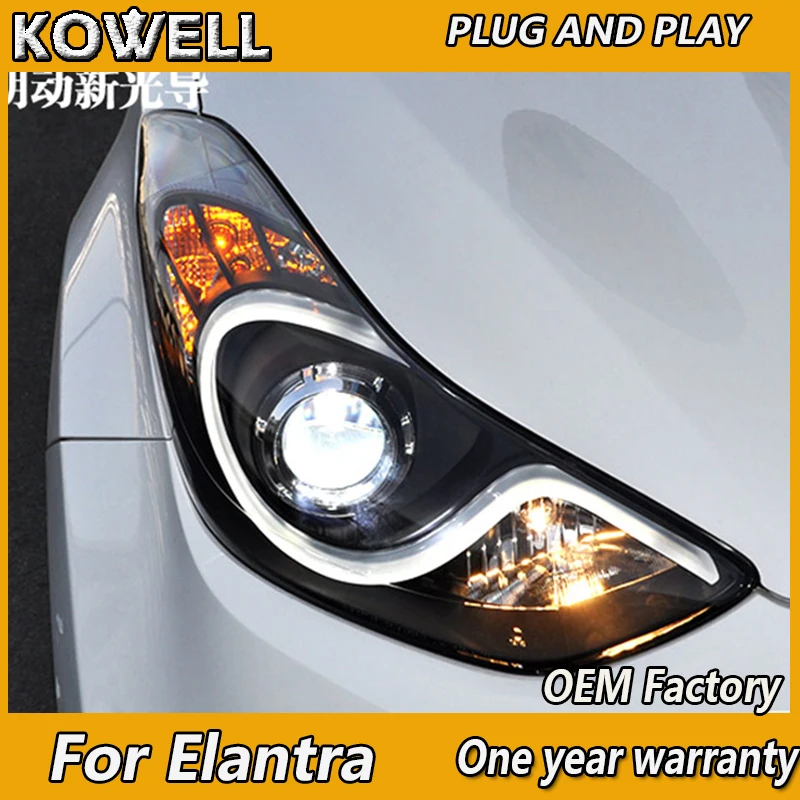 KOWELL Car Styling for Hyundai Elantra MD 2011-2016 Headlights New Elantra DRL Lens Double Beam H7 HID Xenon Car Accessories