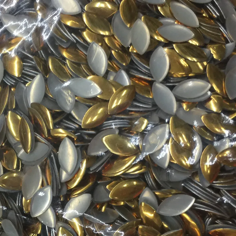 1440pcs /10gross 4*8mm Gold Hot Fix Studs Oval Shape Iron On Glue on Hotfix Rhinestuds For DIY Garment  Nail Art Accessories